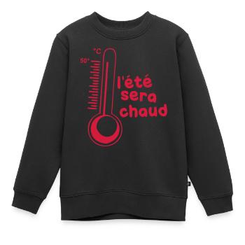 été chaud humour thermomètre temperature - Sweat Premium enfant bio - noir - Devant - AI Model Kid Female (0cm)