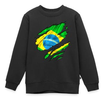 brazilien countries football - Kinder Premium Organic Sweatshirt - Schwarz - Vorne - AI Model Kid Female (0cm)