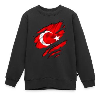 fahne türkei turkey - Kinder Premium Organic Sweatshirt - Schwarz - Vorne - AI Model Kid Female (0cm)