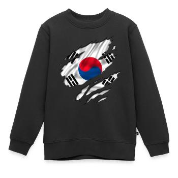 flag korea south südkorea - Kinder Premium Organic Sweatshirt - Schwarz - Vorne - AI Model Kid Female (0cm)