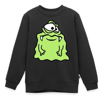 glaire glibber dégoûtant visage visqueux mons tête - Sweat Premium enfant bio - noir - Devant - AI Model Kid Female (0cm)