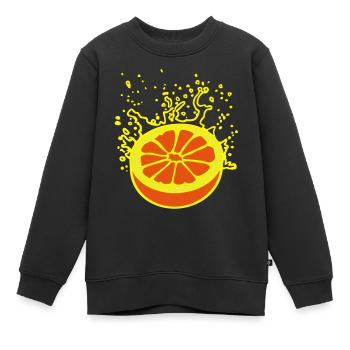 Juicy, orange acidulé / orange juteuse (3c) - Sweat Premium enfant bio - noir - Devant - AI Model Kid Female (0cm)