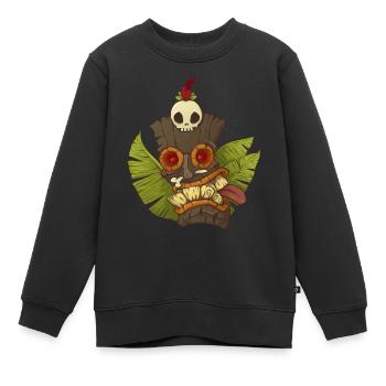 Tiki Mask - Kinder Premium Organic Sweatshirt - Schwarz - Vorne - AI Model Kid Female (0cm)