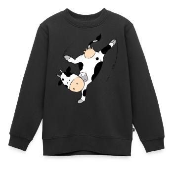Mooviestars - Breakdancing Cow - Sweat Premium enfant bio - noir - Devant - AI Model Kid Female (0cm)