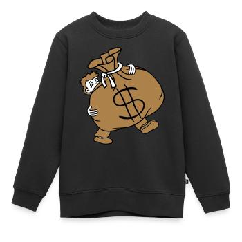 ours lourd dollar symbole signe argent riche gel - Sweat Premium enfant bio - noir - Devant - AI Model Kid Female (0cm)