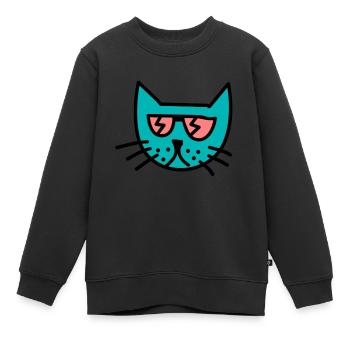 Katze - Stilvolle Katze - Kinder Premium Organic Sweatshirt - Schwarz - Vorne - AI Model Kid Female (0cm)