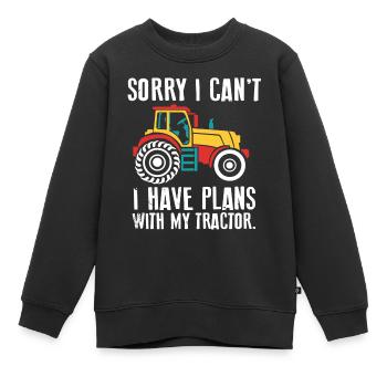 Plan avec mon tracteur. Mon tracteur. Tracteurs - Sweat Premium enfant bio - noir - Devant - AI Model Kid Female (0cm)