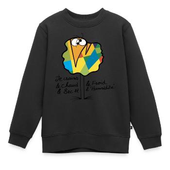 Devise Shadok N°02 - Sweat Premium enfant bio - noir - Devant - AI Model Kid Female (0cm)