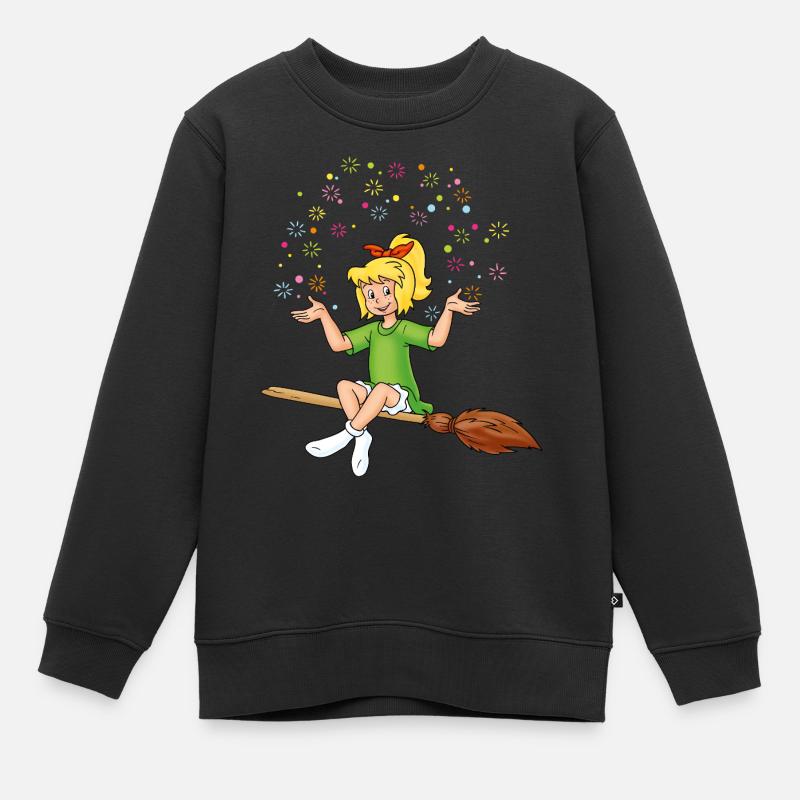 Bibi Blocksberg sitzt auf Kartoffelbrei Sterne - Kinder Premium Organic Sweatshirt - Schwarz