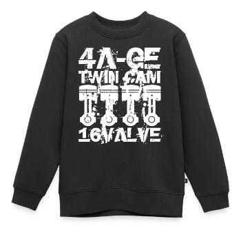 4A GE Twin Cam 16 Valve engine. The legendary engine - Kids Premium Organic Sweatshirt - black - Front - AI Model Kid Female (0cm)