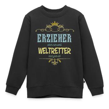 Erzieher Weltretter - Kinder Premium Organic Sweatshirt - Schwarz - Vorne - AI Model Kid Female (0cm)