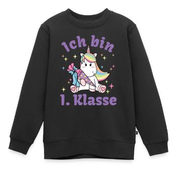 Je suis 1ère école d’écolier classe Licorne - Sweat Premium enfant bio - noir - Devant - AI Model Kid Female (0cm)