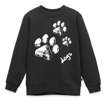 Pattes de chien - Chiens - Sweat Premium enfant bio - noir - Devant - AI Model Kid Female (0cm)