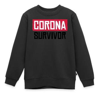 Corona Survivor - Sweat Premium enfant bio - noir - Devant - AI Model Kid Female (0cm)