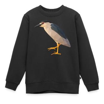 Nachtreiher in Polygon-Technik - Zattila Design - Kinder Premium Organic Sweatshirt - Schwarz - Vorne - AI Model Kid Female (0cm)