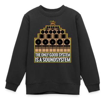 Bon système audio Lion - Sweat Premium enfant bio - noir - Devant - AI Model Kid Female (0cm)