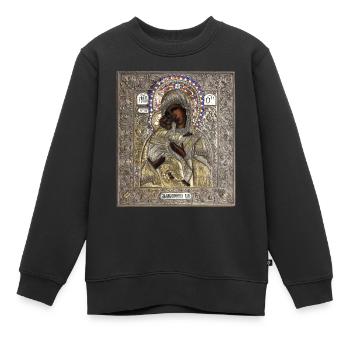 Icône. Icône orthodoxe - Sweat Premium enfant bio - noir - Devant - AI Model Kid Female (0cm)
