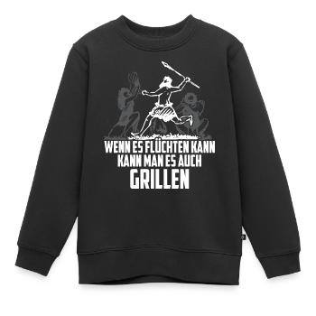 wenn es flüchten kann grillen BBQ Fleisch Jagen - Kinder Premium Organic Sweatshirt - Schwarz - Vorne - AI Model Kid Female (0cm)