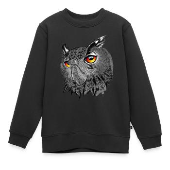 Uhu/Bubo Bubo/Eule - Kinder Premium Organic Sweatshirt - Schwarz - Vorne - AI Model Kid Female (0cm)