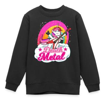 Death Metal Einhorn Geschenk für einen Metal Musik - Kinder Premium Organic Sweatshirt - Schwarz - Vorne - AI Model Kid Female (0cm)
