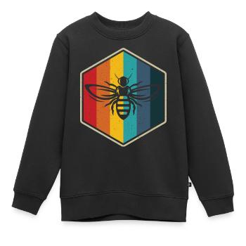 Apiculteur hexagone rétro d’abeille - Sweat Premium enfant bio - noir - Devant - AI Model Kid Female (0cm)