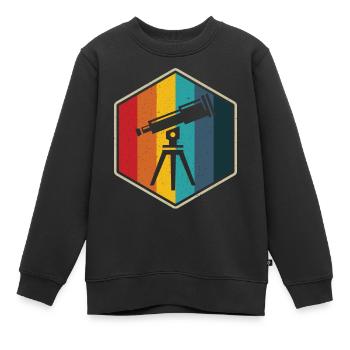 Teleskop retro Sechseck Astro-Fotograf - Kinder Premium Organic Sweatshirt - Schwarz - Vorne - AI Model Kid Female (0cm)