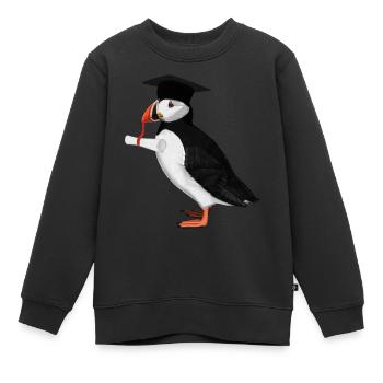 Papageitaucher Vogel Schulabschluss Abitur - Kinder Premium Organic Sweatshirt - Schwarz - Vorne - AI Model Kid Female (0cm)