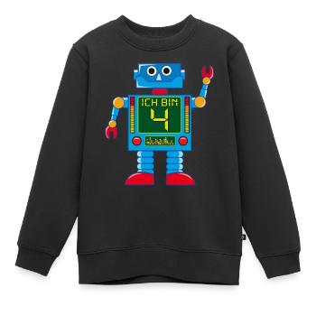 Roboter 4 Jahre 4. Geburtstag - Kinder Premium Organic Sweatshirt - Schwarz - Vorne - AI Model Kid Female (0cm)