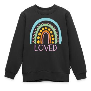 Loved - Regenbogen - Kinder Premium Organic Sweatshirt - Schwarz - Vorne - AI Model Kid Female (0cm)