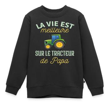 t shirt tracteur humour enfant bébé cadeau - Sweat Premium enfant bio - noir - Devant - AI Model Kid Female (0cm)