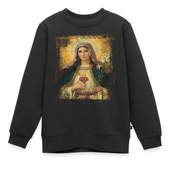Jésus Marie Sainte Marie - Sweat Premium enfant bio - noir - Devant - AI Model Kid Female (0cm)