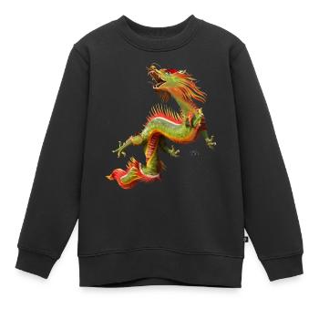Dragon chinois - Sweat Premium enfant bio - noir - Devant - AI Model Kid Female (0cm)
