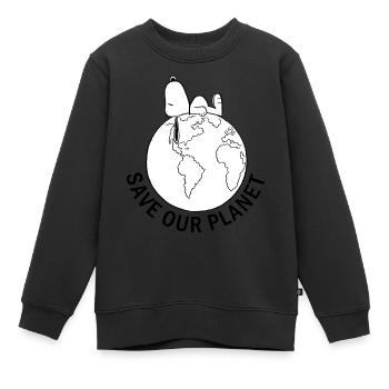 Peanuts Snoopy Save Our Planet Umwelt - Kinder Premium Organic Sweatshirt - Schwarz - Vorne - AI Model Kid Female (0cm)