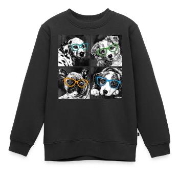 PD Moreno Chiens à lunettes - Sweat Premium enfant bio - noir - Devant - AI Model Kid Female (0cm)
