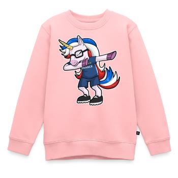 Supporter Coupe du Monde Équipe de France Football - Sweat Premium enfant bio - rose - Devant - AI Model Kid Female (0cm)