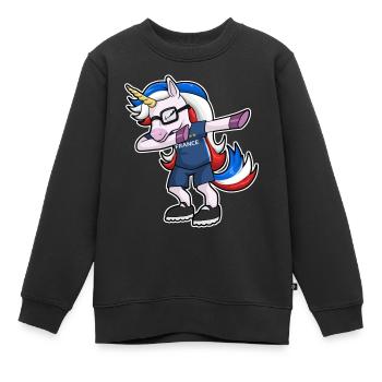 Supporter Coupe du Monde Équipe de France Football - Sweat Premium enfant bio - noir - Devant - AI Model Kid Female (0cm)