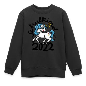 Einschulung Einhorn Schulkind 2022 Schulanfang - Kinder Premium Organic Sweatshirt - Schwarz - Vorne - AI Model Kid Female (0cm)