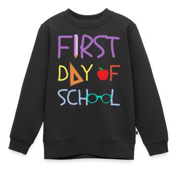 First day of school DESIGN - Sweat Premium enfant bio - noir - Devant - AI Model Kid Female (0cm)