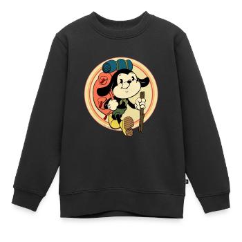 Vintage Backpacker Cartoon - Kinder Premium Organic Sweatshirt - Schwarz - Vorne - AI Model Kid Female (0cm)