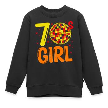 70s Fille 70s Fille Hippie - Sweat Premium enfant bio - noir - Devant - AI Model Kid Female (0cm)
