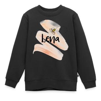 Lena Name mit Biene und Pinselstrich Pastell - Kinder Premium Organic Sweatshirt - Schwarz - Vorne - AI Model Kid Female (0cm)