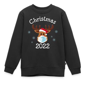 Weihnachten 2022 - Rentier Weihnachtsshirt Lustig - Kinder Premium Organic Sweatshirt - Schwarz - Vorne - AI Model Kid Female (0cm)
