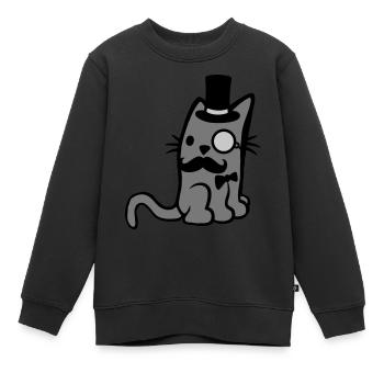 Monokel Brille Herr Katze - Kinder Premium Organic Sweatshirt - Schwarz - Vorne - AI Model Kid Female (0cm)