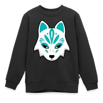 Kitsune Maske blau - Kinder Premium Organic Sweatshirt - Schwarz - Vorne - AI Model Kid Female (0cm)