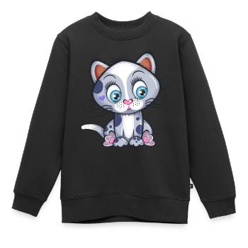 Cute Spotted Kitten - Kids Premium Organic Sweatshirt - black - Front - AI Model Kid Female (0cm)