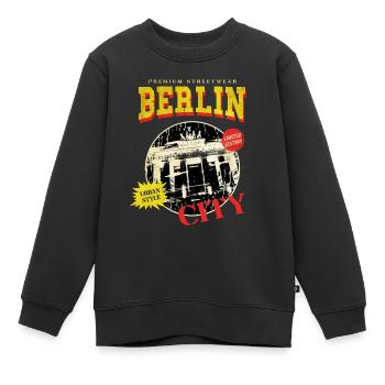 Berlin Germany City Skyline Vintage Retro - Kids Premium Organic Sweatshirt - black - Front - AI Model Kid Female (0cm)
