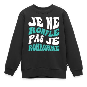 Je ne ronfle pas je ronronne - Sweat Premium enfant bio - noir - Devant - AI Model Kid Female (0cm)