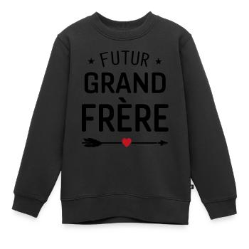 futur grand frère cadeau naissance grandfrère - Sweat Premium enfant bio - noir - Devant - AI Model Kid Female (0cm)