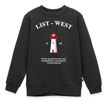 Leuchtturm List-West, Zeichnung mit Information - Kinder Premium Organic Sweatshirt - Schwarz - Vorne - AI Model Kid Female (0cm)