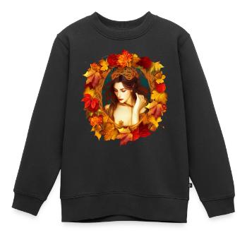 Fantasy-Kunst Herbst-Königin - Kinder Premium Organic Sweatshirt - Schwarz - Vorne - AI Model Kid Female (0cm)